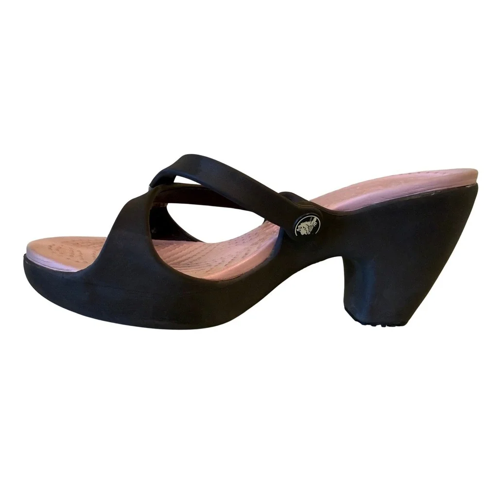 Crocs Cyprus II Heel‎ Sandals Womens 9 Brown Pink Wedge Strappy Y2K Espresso
